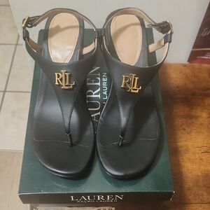 Lauren Ralph Lauren Black Leather Sandals